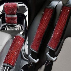 Soft Velvet Seat Belt Shoulder Pads with Bling Rhinestones Car Seat Belt Covers